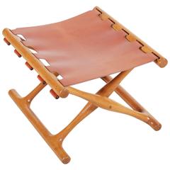 Poul Hundevad "Gold Hill" Folding Stool in Oak and Cognac Leather 5