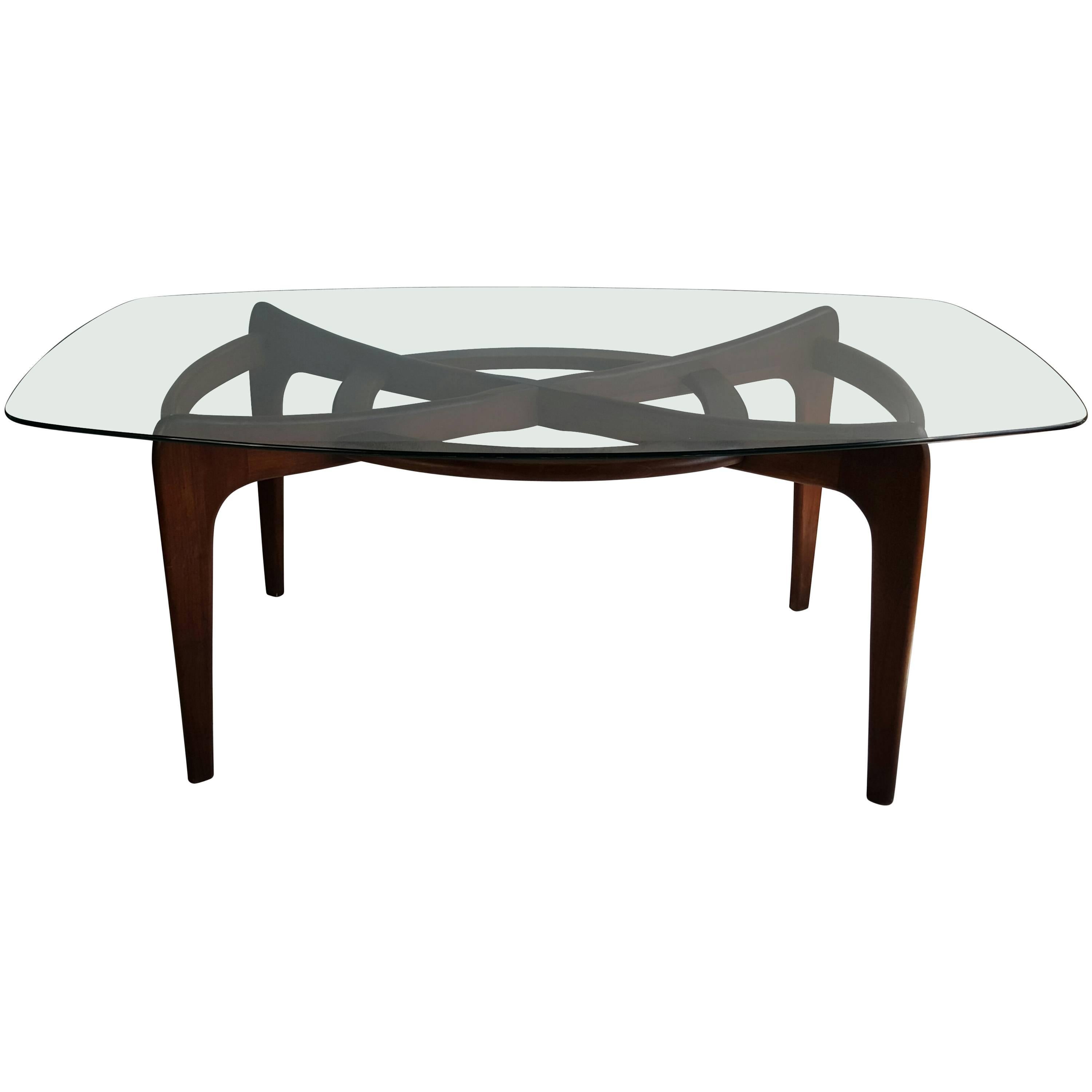 Classic Modernist Adrian Pearsall Walnut and Glass Sculptural Dining Table