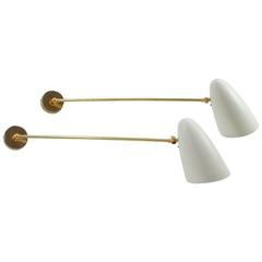 Vintage Pair of 1950s Mid-Century French Potence Sconces