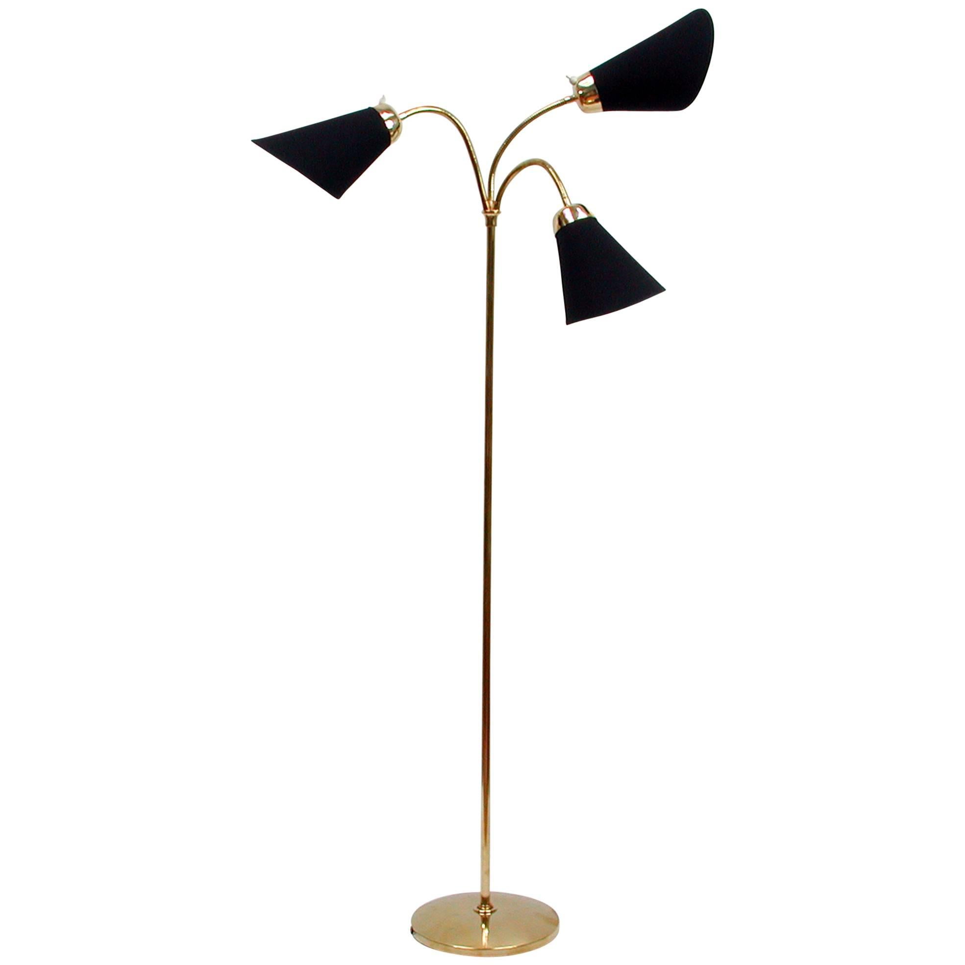 Mid-Century Italian Triple Gooseneck Floor Lamp, 1950s