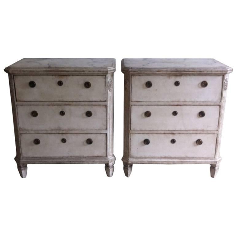 Pair of Swedish Painted Gustavian Style Chests For Sale