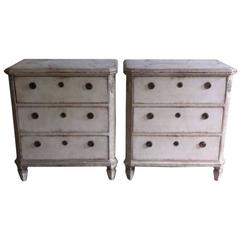 Antique Pair of Swedish Painted Gustavian Style Chests