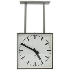 Vintage Very Big Double Sided Industrial, Two-Face Train Station Clock