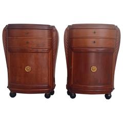 1920 Pair of Cabinets/Consoles/Cupboards Tinted Birch 4 Ball Legs Floral Emblem 8