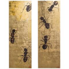 Large Goldleaf Panel by Lily Lewis Titled the Colony, 2009