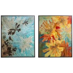 Large Pair of Abstract Mixed Media Framed Paintings, 1960s 12
