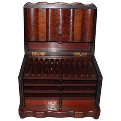 Antique 19th Century Black Walnut and Mahogany Humidor