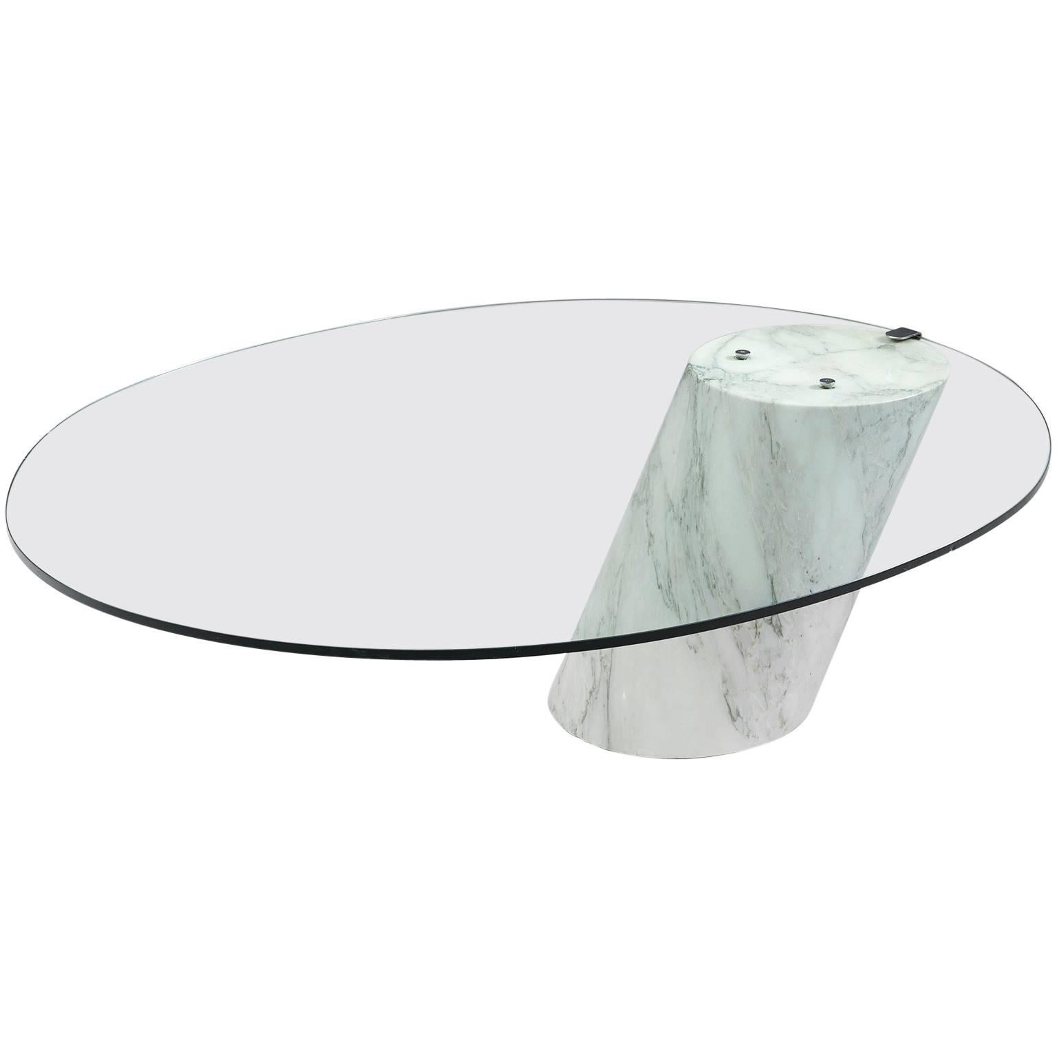 Coffee Table 'K1000' in Carrara Marble and Glass for Ronald Schmitt 