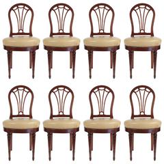 Set of Eight Louis XVI Style Mahogany Dining Chairs, circa 1880
