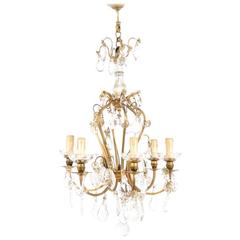 French Louis XV Style Bronze and Crystal Birdcage Chandelier