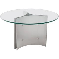 Round Pedestal Dining Table in Steel and Glass