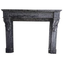 19th Century Bleu Fleuri Marble Fireplace