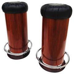 Pair of French Rosewood Art Deco Stools