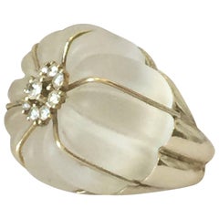 Rock Crystal or Diamond David Webb Inspired Ring, 1970s