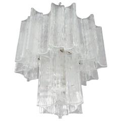 Vintage Murano Two-Tier Tronchi Glass Chandelier, Italy, Hollywood Regency