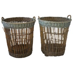 Pair of Large Antique French Harvest Baskets