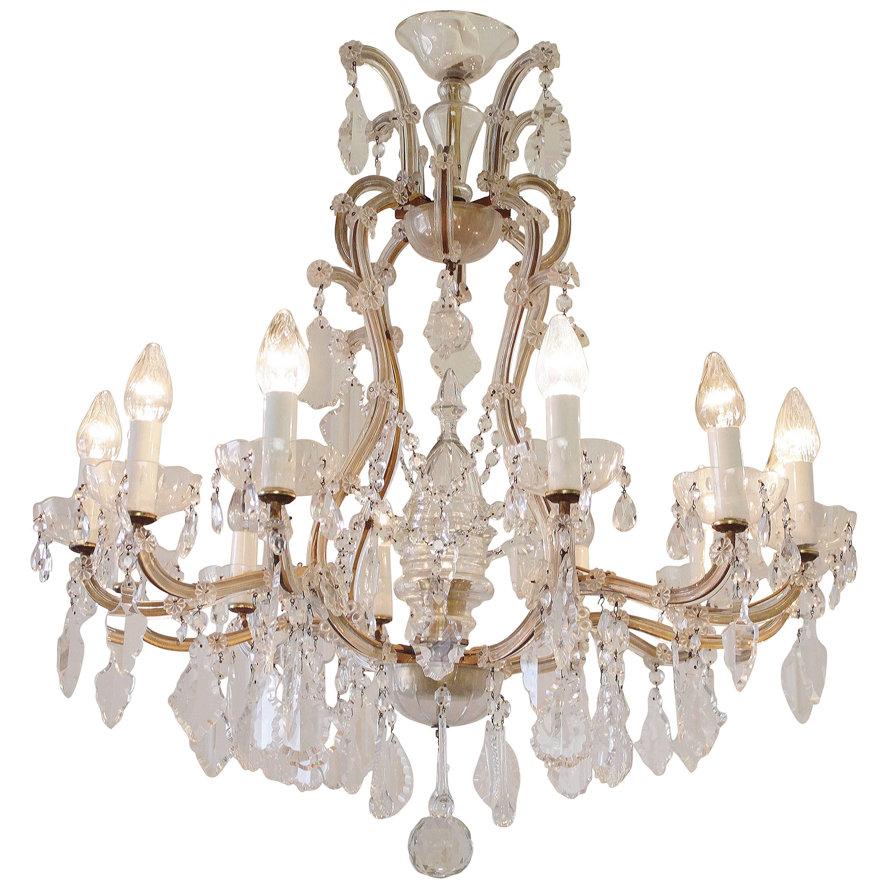 Marie Therese Glass Arm and Crystal Chandelier