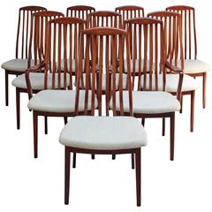 Set of Ten Sculptural Teak Dining Chairs by Dyrlund