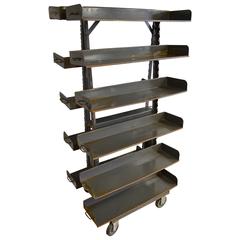 Industrial A-Frame Storage Unit on Wheels with Adjustable Steel Shelves