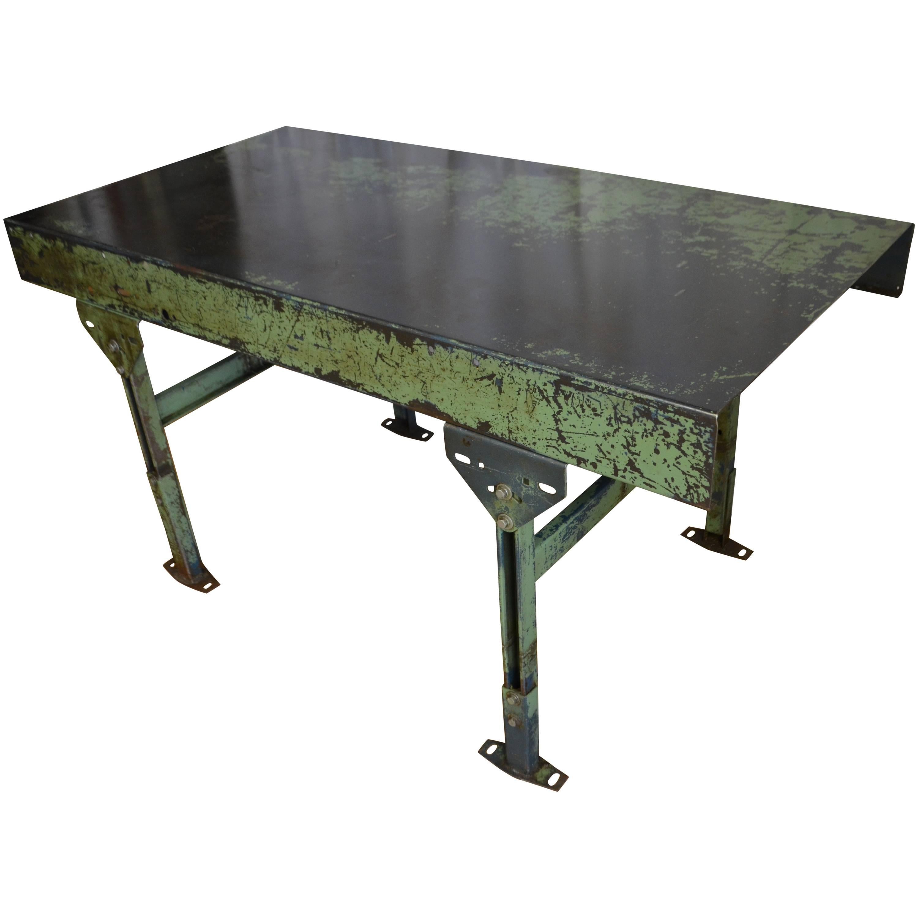 Industrial Steel Worktable with Adjustable Legs