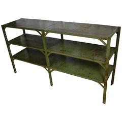 Industrial Steel Shelving Unit in As-Found Green Paint