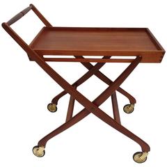 Spectacular Danish Modern Collapsible Teak Serving Cart/Bar Cart