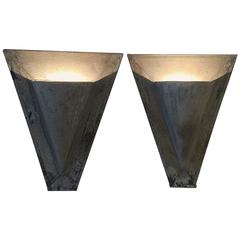 19th Century Zinc Galvanised Architectural Uplighters Wall Sconces