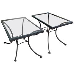 Pair of Wrought Iron and Glass Side Tables 11