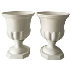 Large Pair of Casa Pupo Glazed White Ceramic Urns