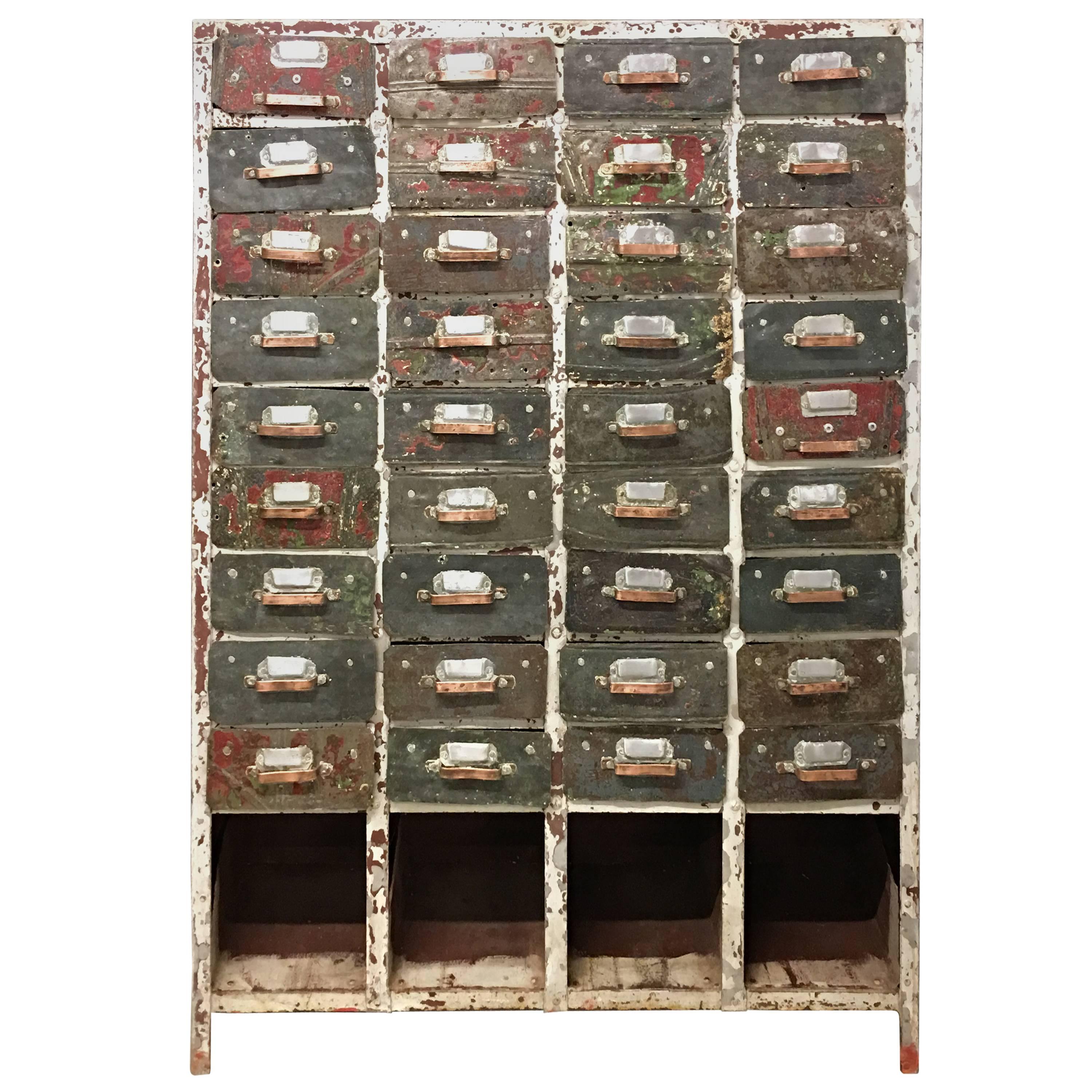 French Industrial 36-Drawer Cabinet