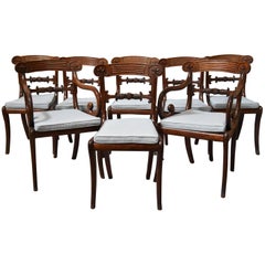 Superb Set of Eight Regency Mahogany Dining Chairs of Superb Patina