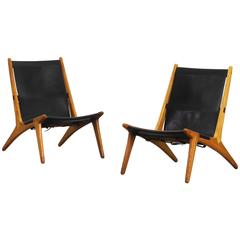 Pair of Beautiful Lounge Hunting Chairs by Uno & Osten Kristiansson