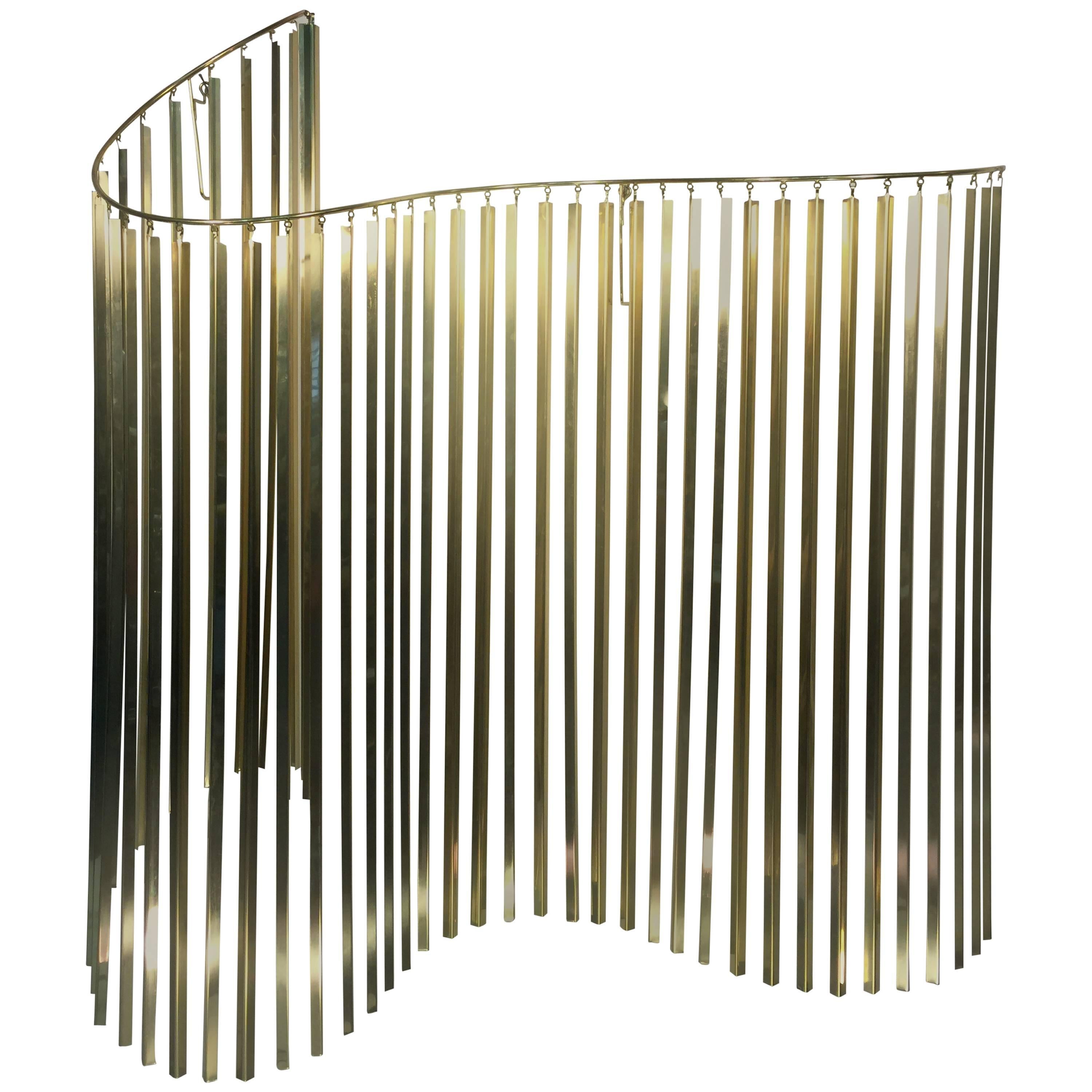 Wonderful Curtis Jere Kinetic Wave Form Chrome and Brass Wall Sculpture For Sale