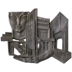 Very Large Wall Sculpture by Leon Leyritz 1