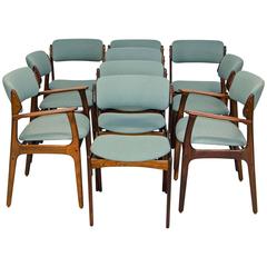 Ensemble de dix chaises de salle à manger danoises en bois de rose par Erik Buck