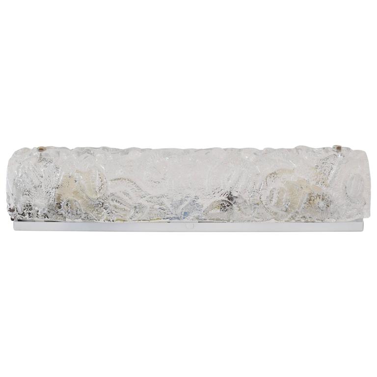 Wall Lamp by Kalmar Brass Nickel Platend and Textured Glass at 1stdibs