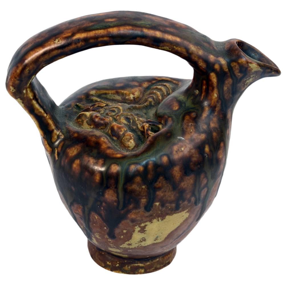 Stoneware Jug with Carved Decoration by Bode Willumsen, Own Studio, Denmark For Sale