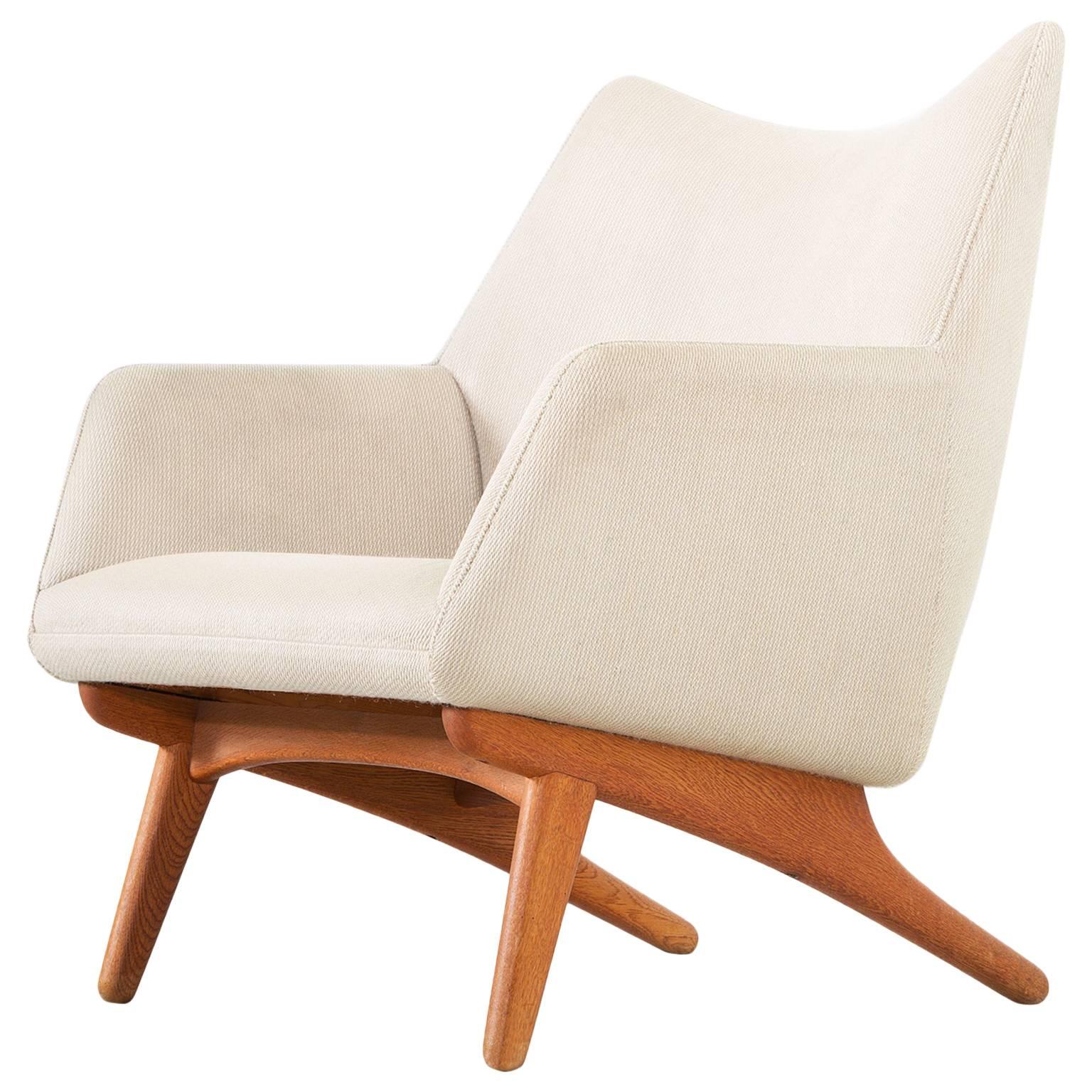 Danish Lounge Chair in Off-White Upholstery