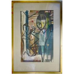 Original Mid-Century Modern Original Watercolor Abstract by Miriam McKinnie 10