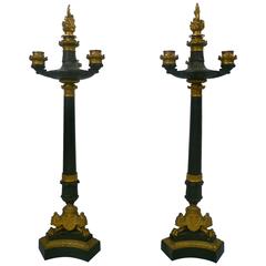 Pair of French Empire Bronze Candelabra 10