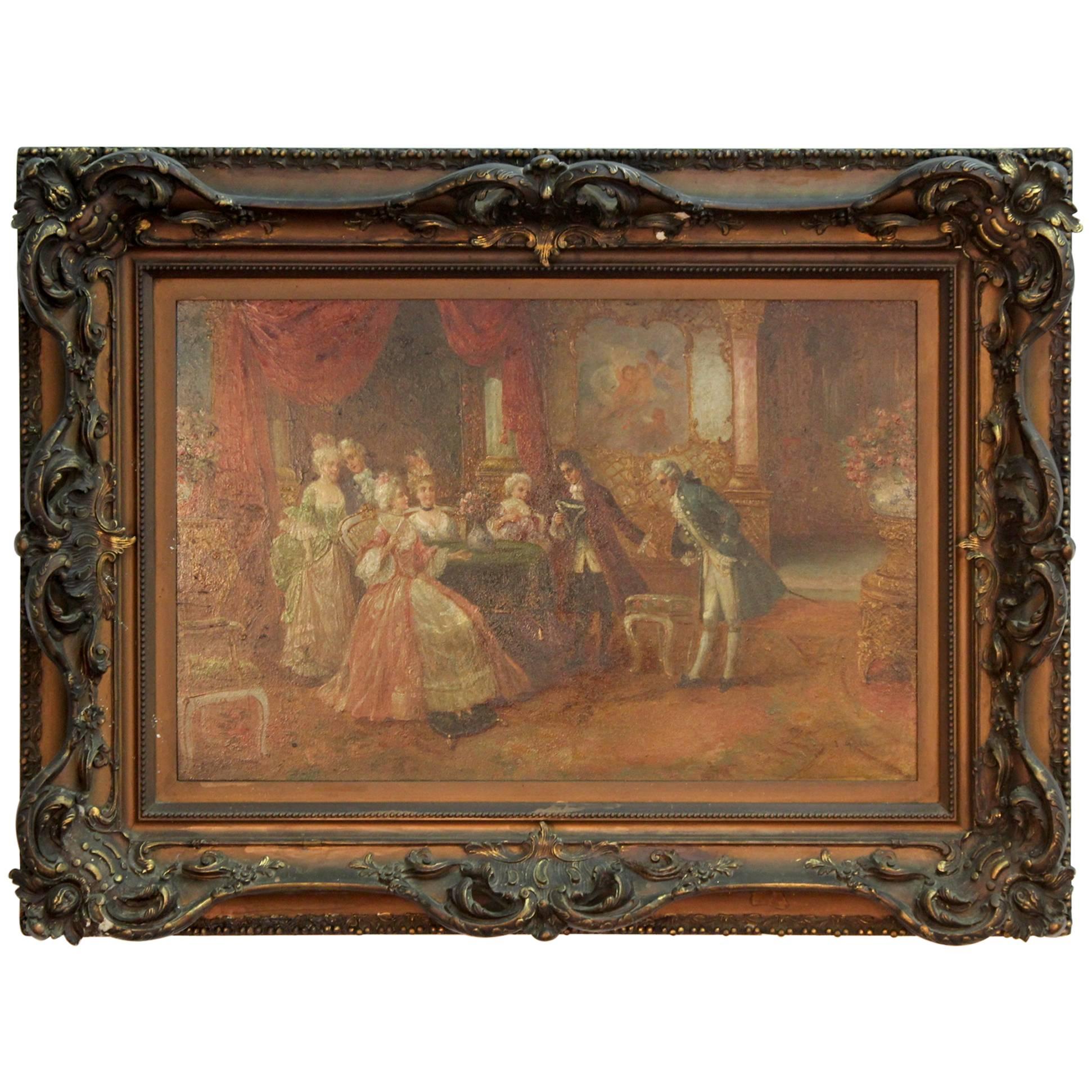Antique French Royal Court Painting For Sale