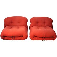 Pair of Afra and Tobia Scarpa Soriana Lounge Chairs