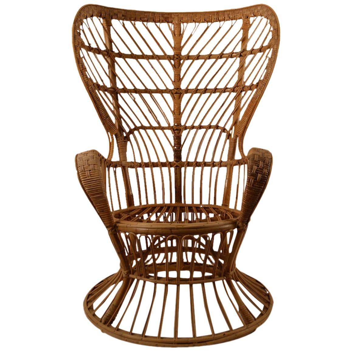 Fan Back Wicker Chair by Lio Carminati