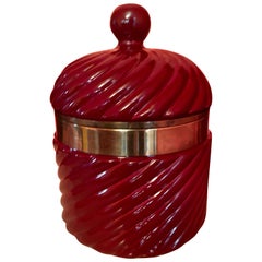 Tommaso Barbi Italian Ceramic Ice Bucket with Brass Detail