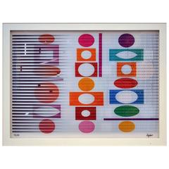 Vintage Yaacov Agam Signed Op Art "Agamagraph"