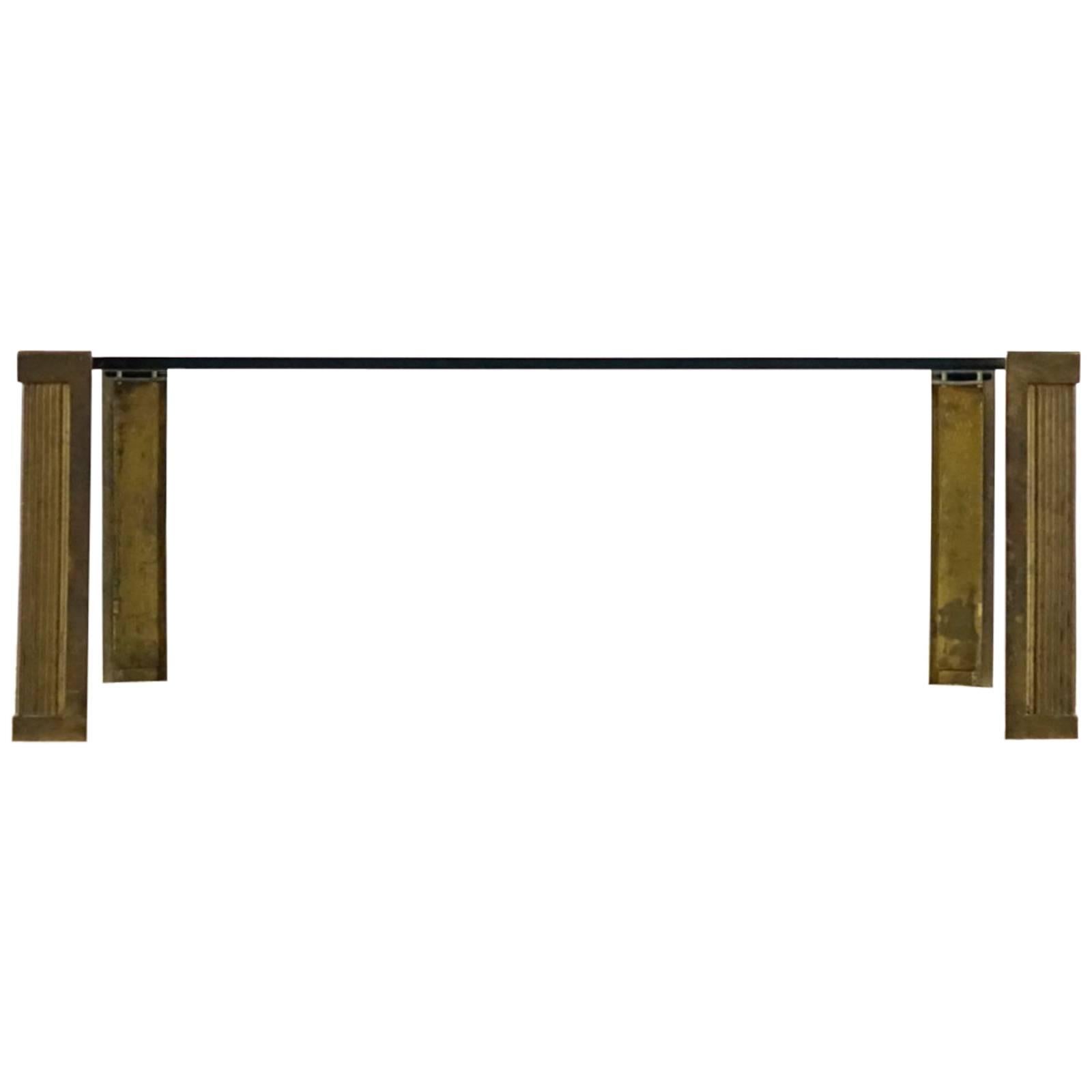 Peter Ghyczy T14 Glass Brass Coffee Table from 1970