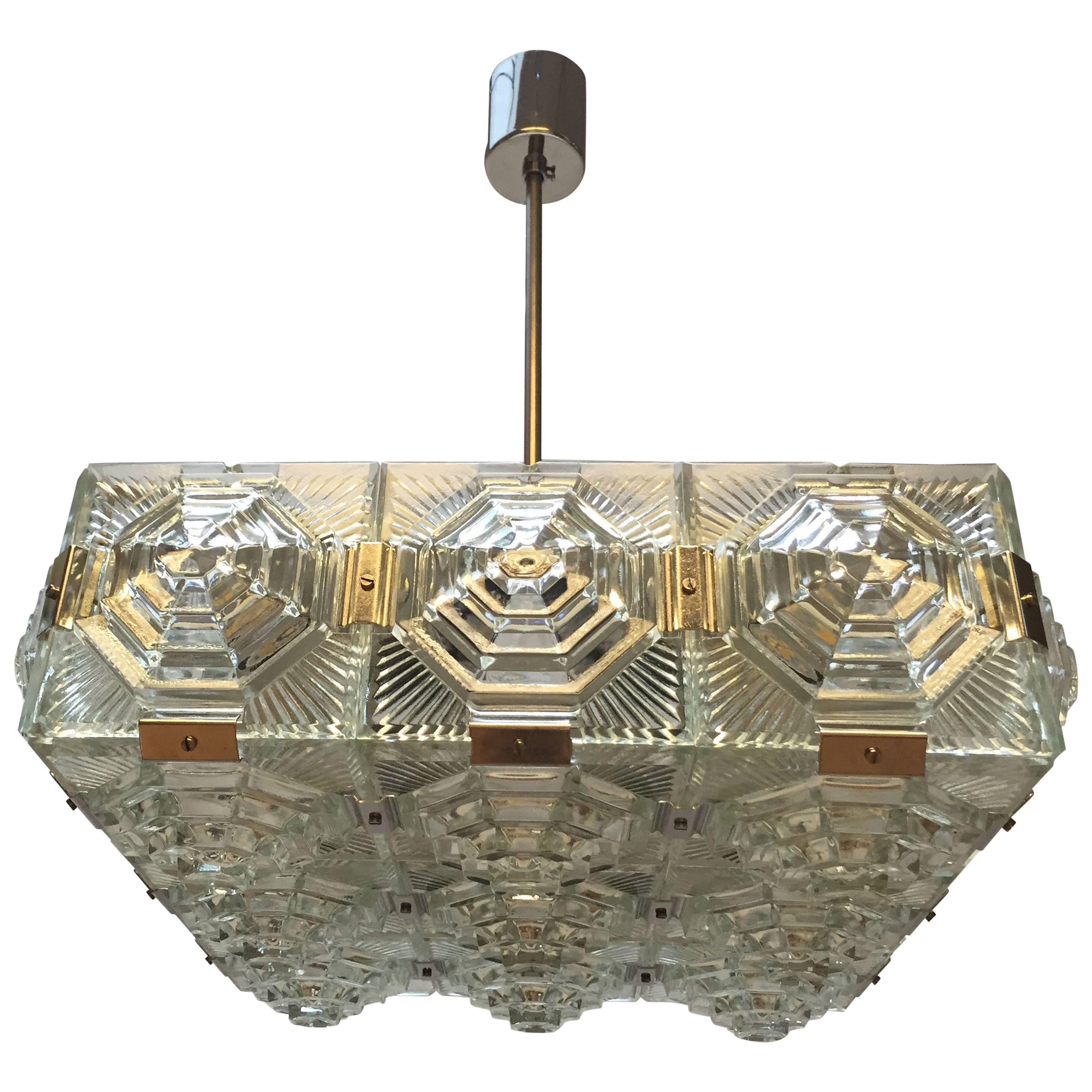 Mid-Century Modernist Chandelier in the Style of Kalmar For Sale