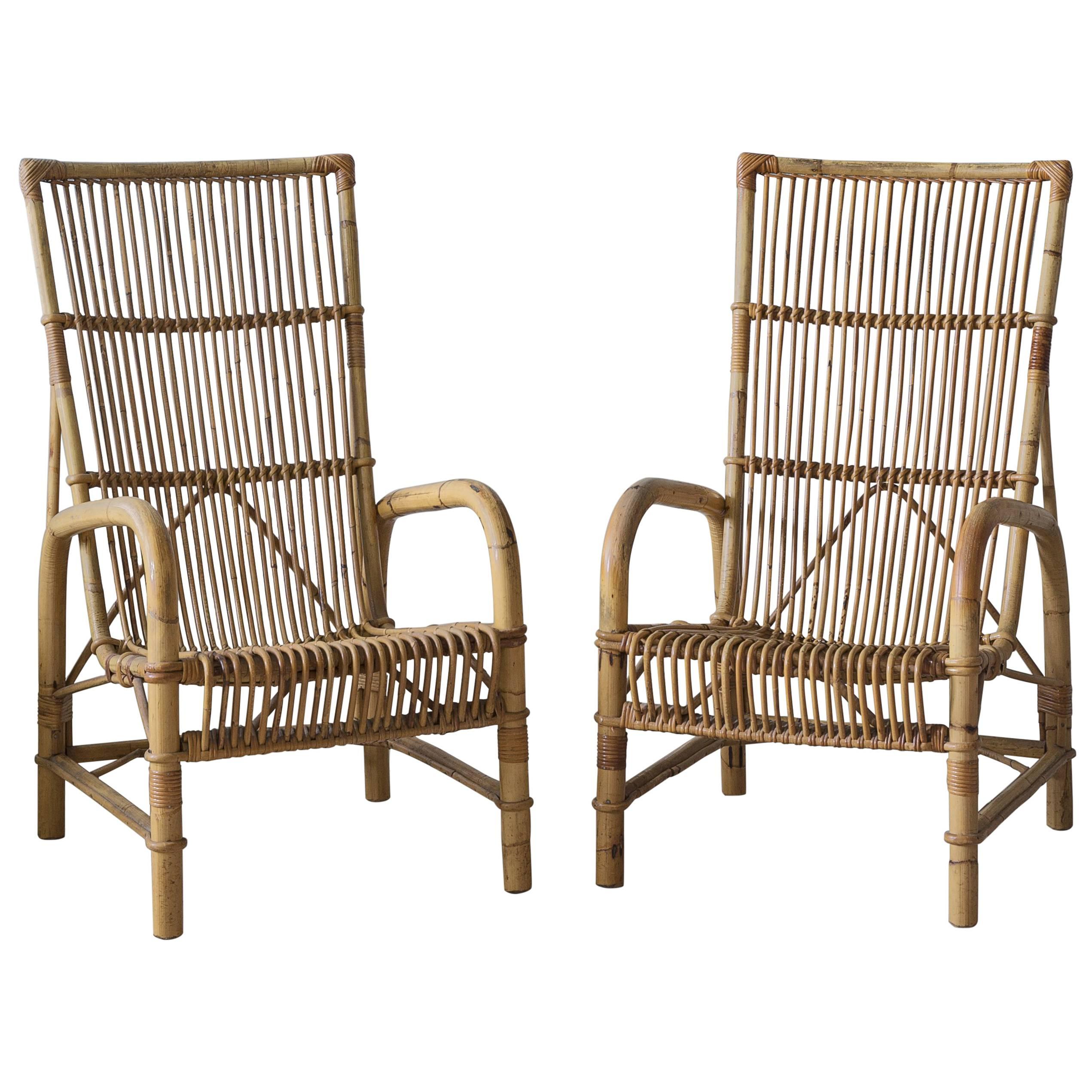 Pair of Vintage 1950s Wicker Chairs