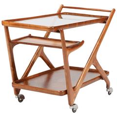 Italian Cesare Lacca Walnut Bar Cart for Cassina, 1950