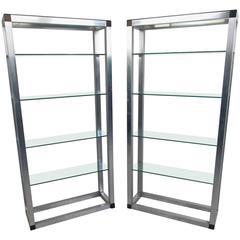 Pair of Mid-Century Etageres, Vintage Aluminum Display Shelf